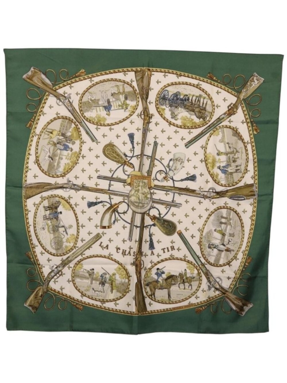 HERMES Carre 90 Scarf Silk Green